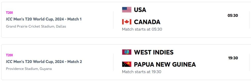 T20 Schedule 1